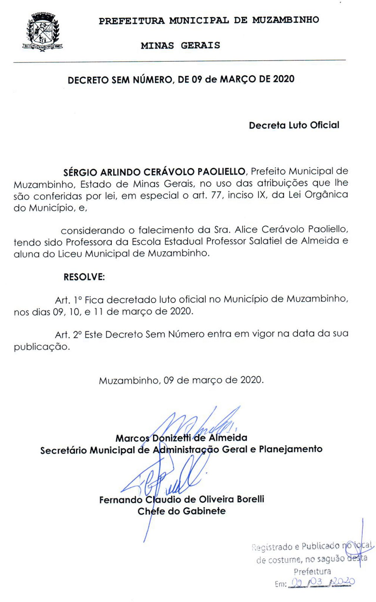 Decreto luto oficial - Dona Alice[34639]