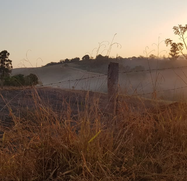 Ainda no nascer do sol havia focos de incendio no Bairro Santa Gabriela